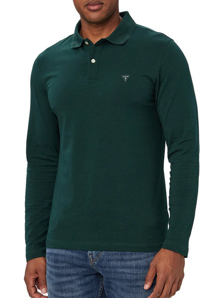 Guess Ανδρική Μπλούζα Polo Μακρυμάνικη Χακί M6YP36K4395-G8U1