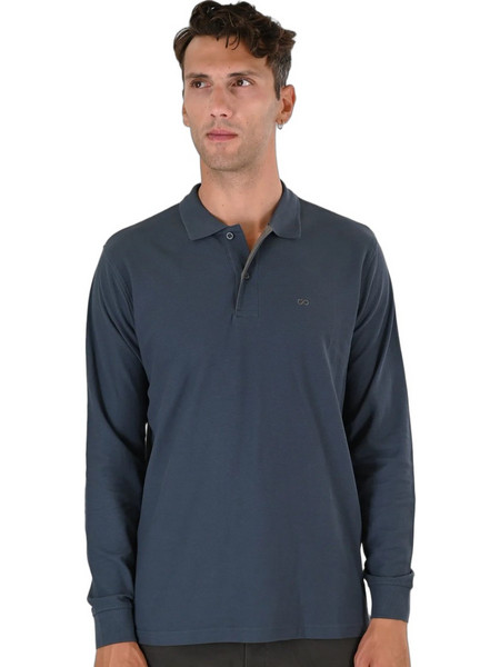 Double Ανδρική Μπλούζα Polo Μακρυμάνικη Πετρόλ 262PS-3097