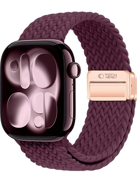 Tech-Protect Nylon Mag Λουράκι Υφασμάτινο Deep Burgundy (Apple Watch 42 / 44 / 45 / 49mm)