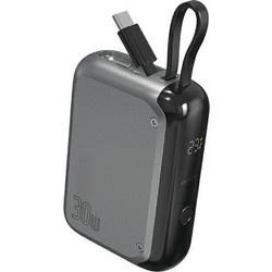 4Smarts Pocket Power Bank 10000mAh 30W με Ενσωματωμένο Καλώδιο USB-C Grey