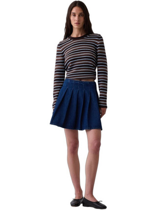 Gap Μίνι Φούστα Τζιν Ψηλόμεση Πλισέ Navy Μπλε 912716000