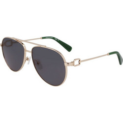 Longchamp LO178S-713 Γυναικεία Γυαλιά Ηλίου Aviator Μεταλλικά Μαύρα με Μαύρο Φακό