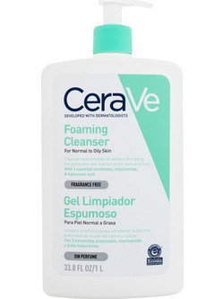 CeraVe Foaming Cleanser Normal To Oily Skin Gel Καθαρισμού Προσώπου για Ακμή 1lt
