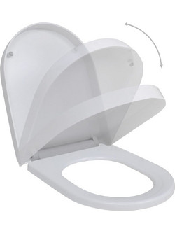 vidaXL Καπάκι Λεκάνης D-Shape Πλαστικό Soft Close Λευκό 275930