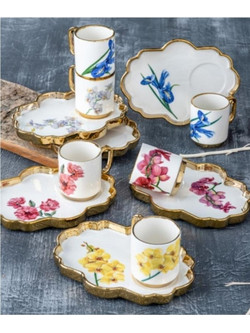 Stewe Home Σετ Φλιτζάνια Espresso & Ελληνικού Καφέ Πορσελάνης Πολύχρωμα 90ml 6τμχ STE-037078-P37078