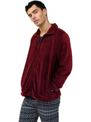 Vamp Χειμωνιάτικη Ανδρική Ρόμπα Fleece Μπορντό 23694