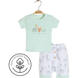 BiBaby Travel Zoo Βρεφικό Σετ για Αγόρι Καλοκαιρινό Πράσινο Mint Γκρι 59687