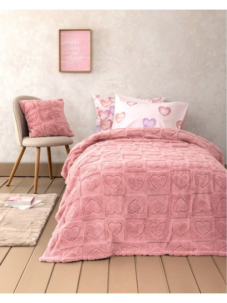 Nima Amoria Παιδική Κουβέρτα Fleece Καρδούλες 160x220 Ροζ