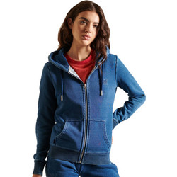 Superdry Γυναικεία Ζακέτα Φούτερ Μακριά με Κουκούλα και Φερμουάρ Μπλε W2011119A-BOM