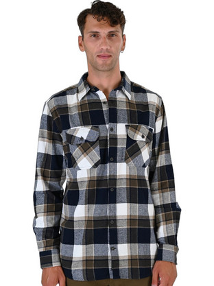 Double Flannel Ανδρικό Πουκάμισο Μπεζ GS5233-CC3