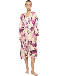 Pink Label Γυναικεία Ρόμπα Χειμωνιάτικη Μπεζ Ροζ W1898