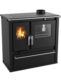 Verso CS Plus Inox Steel Black Right Ξυλόσομπα με Φούρνο 7.7kW