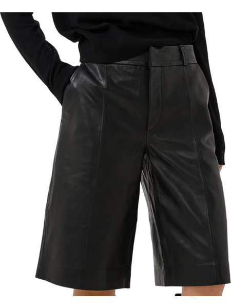 My Essential Wardrobe Akela Γυναικεία Βερμούδα Δερμάτινη Ψηλόμεση Μαύρη 10705845-100031