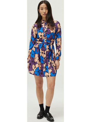 Compania Fantastica Mini Καθημερινό Φόρεμα Floral Σεμιζιέ Μεταξωτό Royal Blue 44C/44101