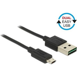 USB A 2.0 Male To Micro USB B Male Cable 1m Double Dual Easy CAB-U088 Καλώδιο Φόρτισης