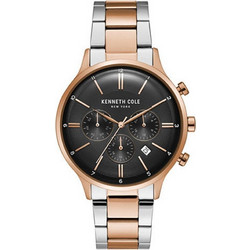 Kenneth Cole Ανδρικό Ρολόι Χρονογράφος με Ασημί Ροζ Χρυσό Μεταλλικό Μπρασελέ KC15177002