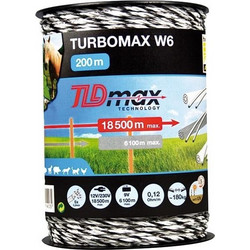 Κορδόνι Ηλεκτρικής Περίφραξης Copele Turbomax W6 200m Κατάλληλο για ζώα μικρού σωματικού βάρους ή ζώα με εκπαίδευση και γνώση του ηλεκτρικού φράχτη