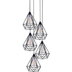 Home Lighting Mila Κρεμαστό Φωτιστικό Οροφής Πλέγμα Πολύφωτο Μαύρο 77-4349