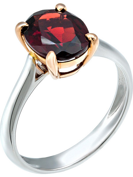 Δαχτυλίδι Λευκόχρυσός & Ροζ Χρυσός Κ18 με Red Garnet (P-10834) / Λευκόχρυσος Ροζ Χρυσός K18
