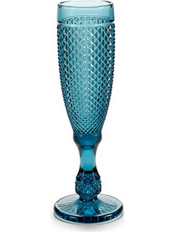 AriaTrade Ποτήρι Σαμπάνιας Γυάλινο Κολωνάτο Μπλε 180ml