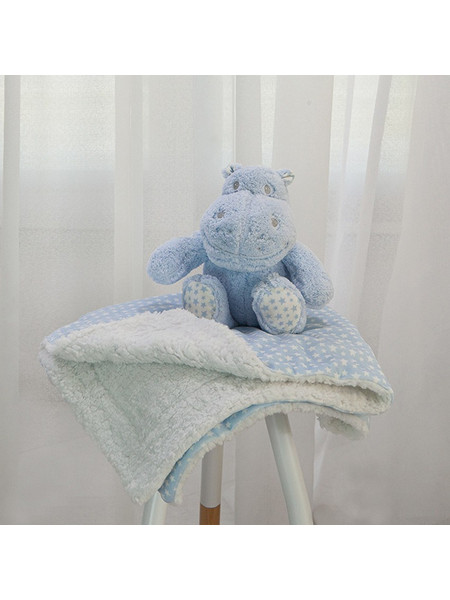 GM Baby Collection Hippo 3089 Κουβέρτα Αγκαλιάς Fleece με Λούτρινο 75x100 Μπλε
