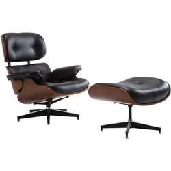 Woodwell Πολυθρόνα Relax με Υποπόδιο Δερματίνη Μαύρη E977,2