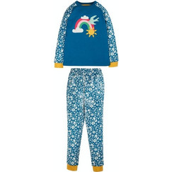 Frugi ''Rainbow'' Παιδική Πιτζάμα Βαμβακερή Χειμωνιάτικη Μπλε