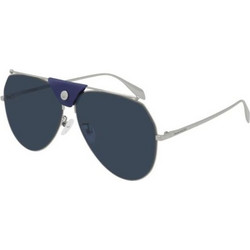 Alexander McQueen AM0316S 004 Ανδρικά Γυαλιά Ηλίου Aviator Μεταλλικά Ασημί με Μπλε Φακό