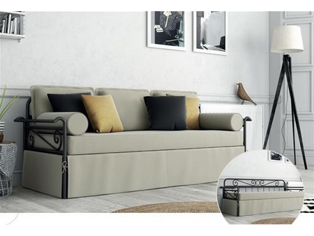 217686 ΜΕΤΑΛΛΙΚΟΣ ΚΑΝΑΠΕΣ-ΚΡΕΒΑΤΙ SOFA ΤΡΙΘΕΣΙΟΣ 88X206EK. ΜΕΤΑΛΛΟ ΜΑΥΡΟ