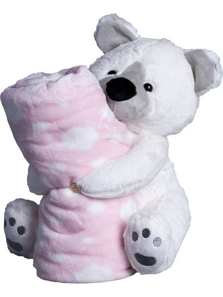 Silk Fashion Bear Κουβέρτα Αγκαλιάς Fleece με Λούτρινο 80x120 Ροζ
