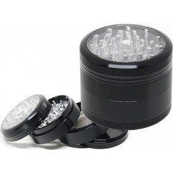 Τρίφτης καπνού GRINDER HAMMERCRAFT CLEAR TOP 63mm HB12758 black (αλουμίνιο)