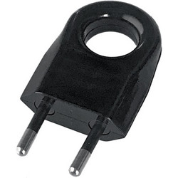 TWO PIN PLUG WITH EXTRACTION RING 6A BLACK