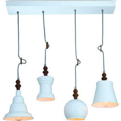 Home Lighting Trixy Vintage 77-2745 Κρεμαστό Φωτιστικό Οροφής Ράγα Πολύφωτο E27 Λευκό HL-048RS-4P