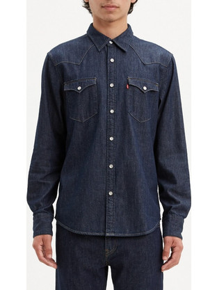 Levi's Ανδρικό Πουκάμισο Τζιν Μακρυμάνικο Κανονική Γραμμή Navy Μπλε 16713-0001