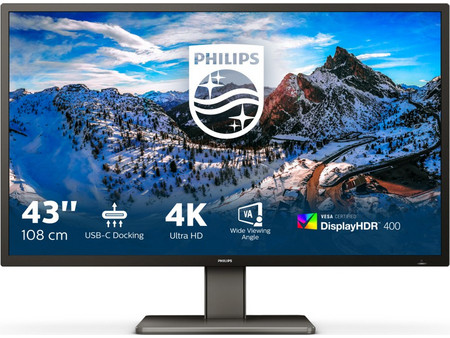 Philips P Line 439P1 VA HDR Monitor 42.51" 3840x2160 4K UHD 60Hz 4ms