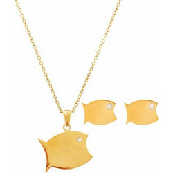 MEDISEI Dalee Jewels 5439 Fish Stainless Steel Σετ Κολιέ/Σκουλαρίκια από Ατσάλι Επιχρυσωμένο