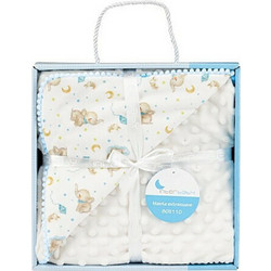 Interbaby Elefante Κουβέρτα Αγκαλιάς Fleece 80x110 Λευκή Γαλάζια