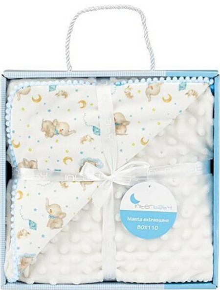 Interbaby Elefante Κουβέρτα Αγκαλιάς Fleece 80x110 Λευκή Γαλάζια