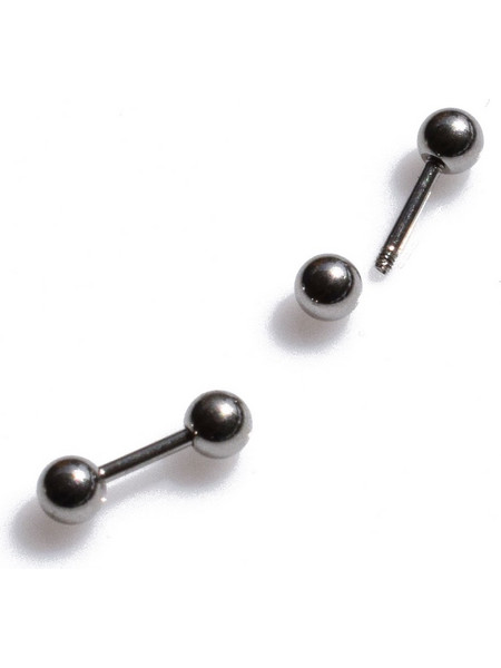 Unisex σκουλαρίκια ατσάλινα (stainless steel) piercing μπάρες μπίλιες σε ασημί χρώμα BZ-ER-00690