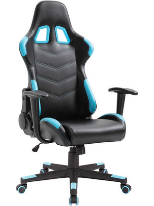 Woodwell BF9150 Καρέκλα Gaming Δερματίνης με Ρυθμιζόμενα Μπράτσα Μαύρη Μπλε ΕΟ541,2