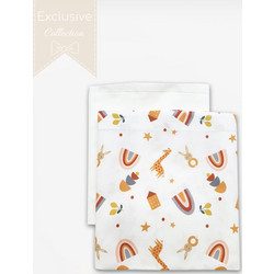 Tiny Toes Funky Bohemian Σετ Βρεφικά Σεντόνια Λίκνου Βαμβακερά 70x100 White
