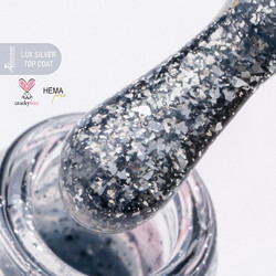 Alezori Non Wipe Lux Silver Top Coat Glitter Ημιμόνιμο Βερνίκι Νυχιών 15ml