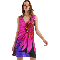 Desigual Lolo Mini Καλοκαιρινό Καθημερινό Φόρεμα Floral Φούξια 22SWVW36-5023