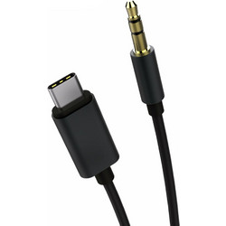 POWERTECH CAB-UC017 καλώδιο USB-C σε 3.5mm 1m, μαύρο