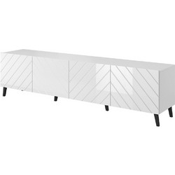 PoliHome Έπιπλο Τηλεόρασης Ξύλινο Λευκό Μ200xΠ42xΥ52cm Abeto Plus 162297429