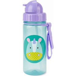 Skip Hop Zoo Μονόκερος Παιδικό Μπουκάλι Πλαστικό BPA Free με Καλαμάκι Μπλε 384.5ml