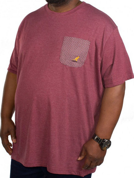 Big size Kangol Walle T-shirt μπορντό μελανζέ με τσεπάκι 707775-bor