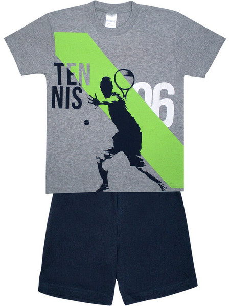 Pretty Baby Tennis Παιδική Πιτζάμα Βαμβακερή Καλοκαιρινή Γκρι Navy Μπλε 63032-164