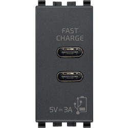 Πρίζα Τροφοδοσίας USB C+C 5V 3A 1 Στοιχείου Γκρί Eikon