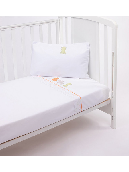 Prenatal Hippo Σετ Βρεφικά Σεντόνια Κούνιας Βαμβακερά 65x135 White